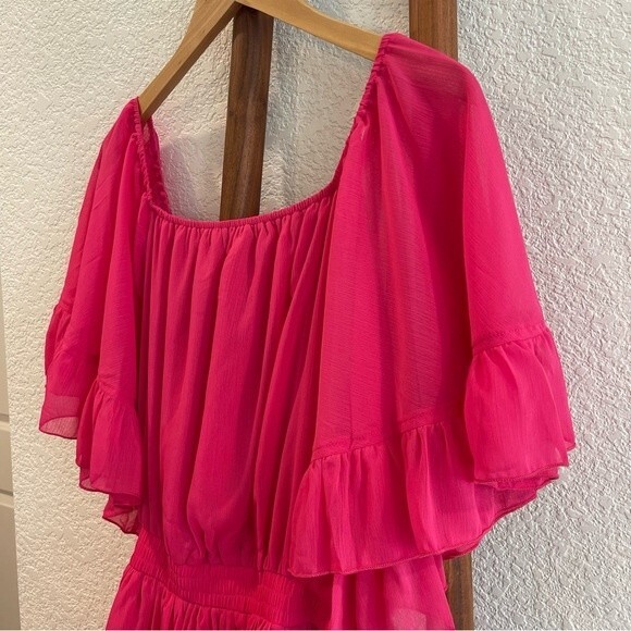 Endless Rose Chiffon Off the Shoulder Ruffle Tier Maxi Dress Size Medium - Picture 7 of 16